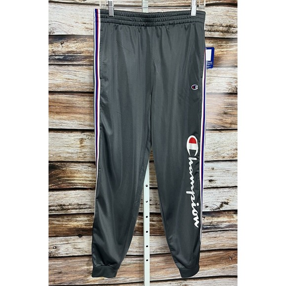 Champion Boy Joggers Script Sweatpants Extra Large Gray Cuffed XL Youth Dri Fit - Picture 1 of 10